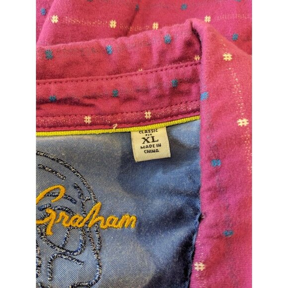 Robert Graham Mens Polo Golf XL Fuschia Pink Geometric Print Classic Fit Cotton - Picture 6 of 6